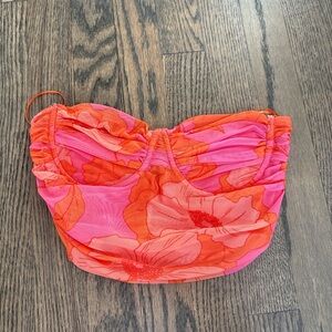 Zara Pink and Orange Floral Bustier Top